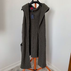 RALPH LAUREN Sleeveless Cashmere Hooded Cardigan